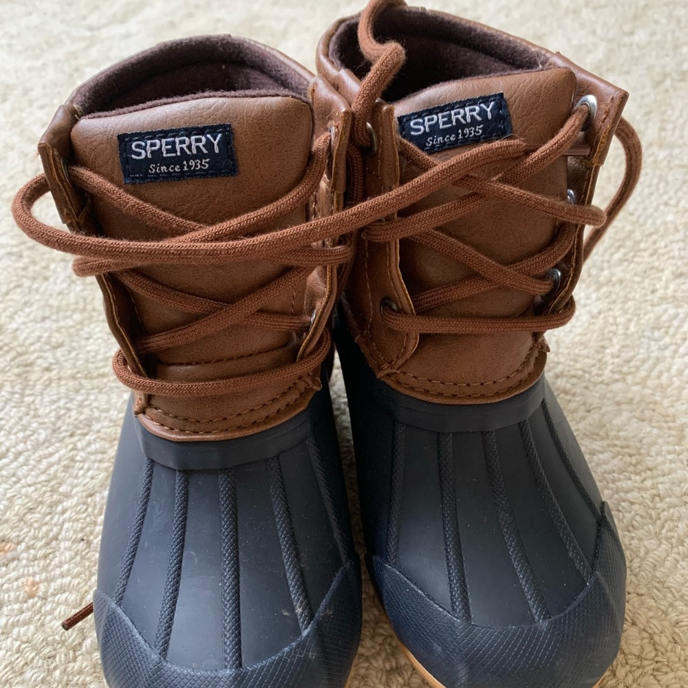 Sperry Boys Girls Port Boot Lace Up Ankle Duck Boot Size US 9 M Toddler Brown